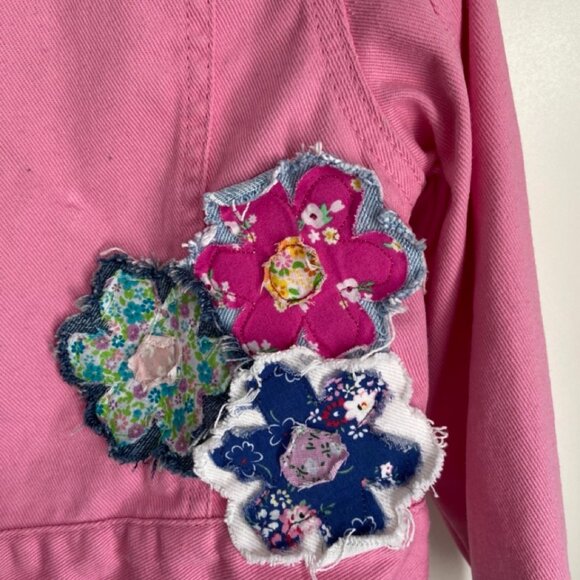 Custom Toddler Pink Jean Jacket in Size 4 with Multi-layer Boho Flowers NWT - Picture 6 of 16